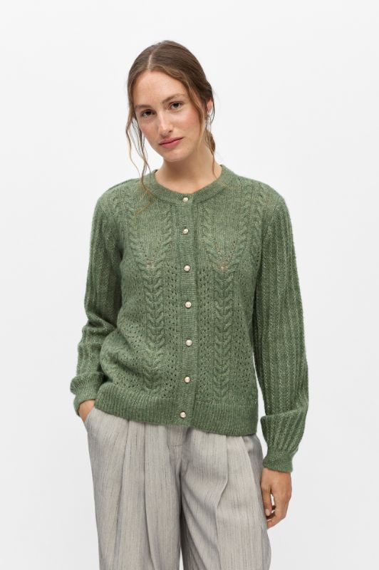 Object Flora knit I Cardigan i flot grøn
