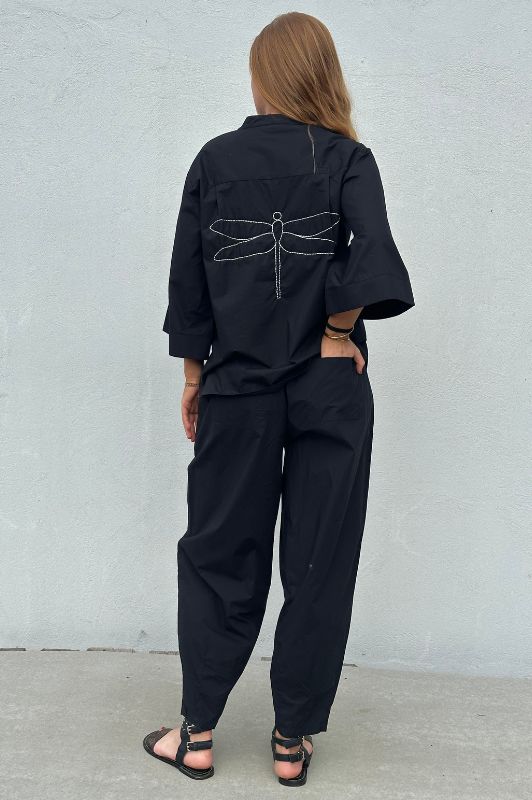 PRE ORDER Gaspar Mumbai  I Cool poplin bluse i sort I Dresslab