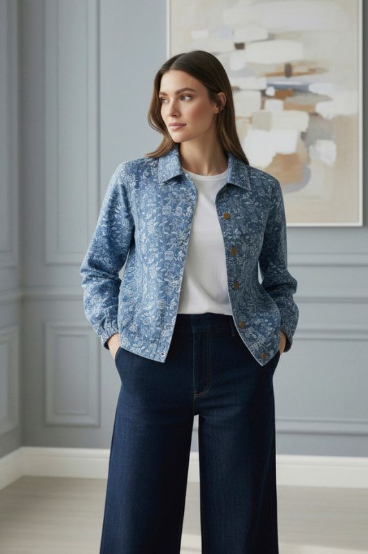 Ofelia Mali denim jakke med blomsterprint I Dresslab