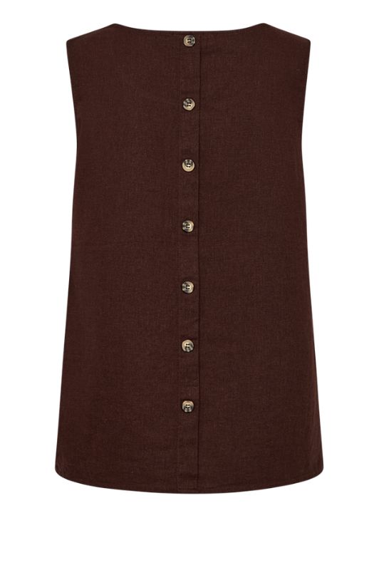 Freequent Lava top | Feminin hørbluse uden ærmer i mørkebrun I Dresslab