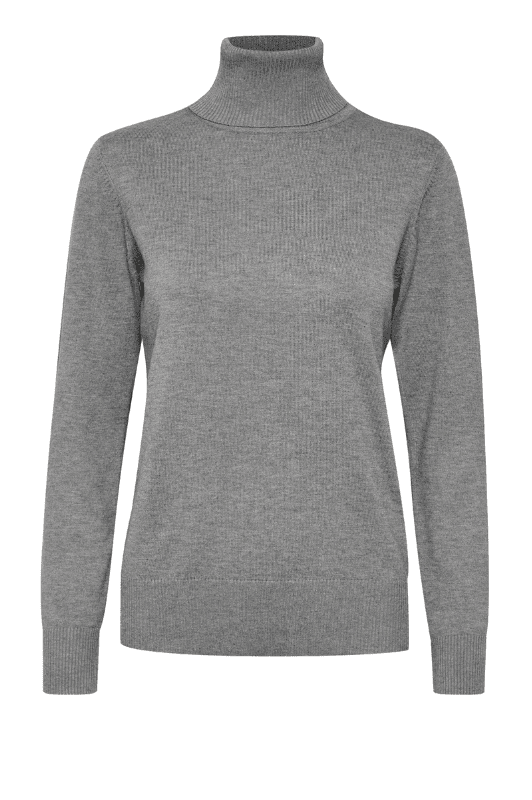 Saint Tropez Mila strik | Strikket rullekrave pullover i gråmelange