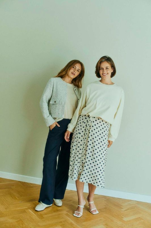 Freequent Alma skirt | Prikket nederdel i creme marine