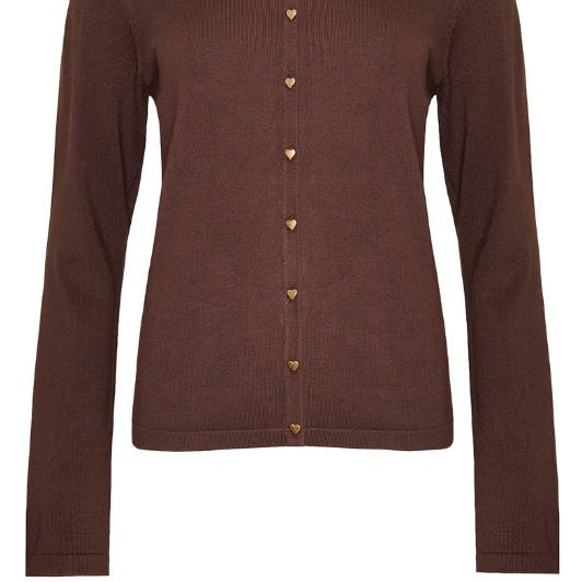 Ofelia Fri viskose strik cardigan i mørkebrun