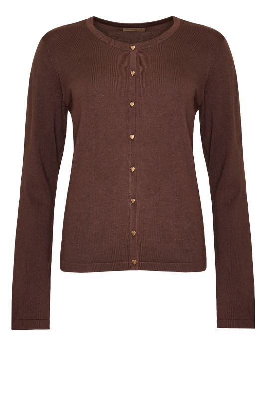 Ofelia Fri viskose strik cardigan i mørkebrun