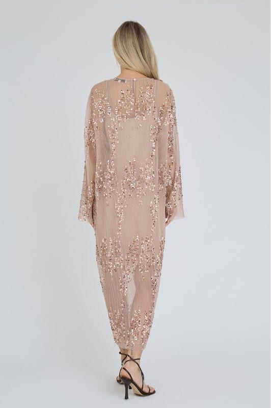 A-View Ying dress I Tylkjole i lys sand med pallietter