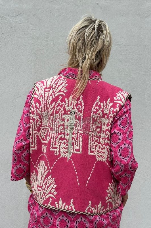 Gaspar Marli vest I Cool vest i jaquardmønster i pink I Dresslab