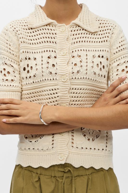 Object Bindi hæklet cardigan i creme I Dresslab