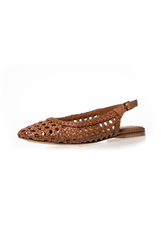 Copenhagen Shoes As the Sea  | Flet slingback i cognacfarvet skind