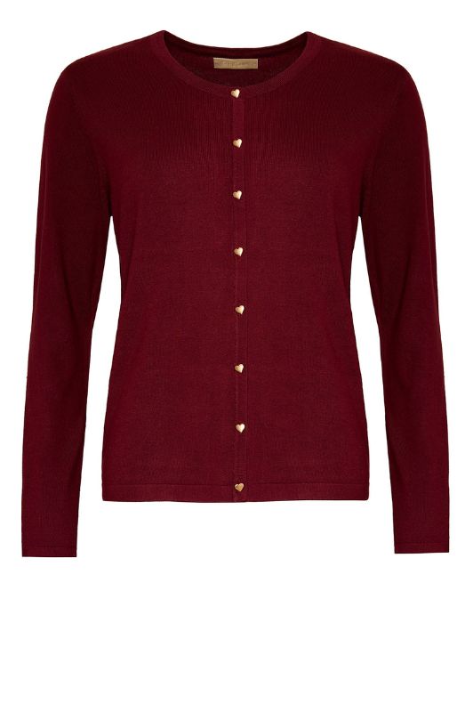 Ofelia Fri viskose strik cardigan i bordeaux