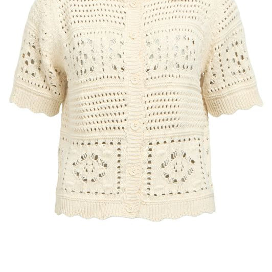 Object Bindi hæklet cardigan i creme I Dresslab