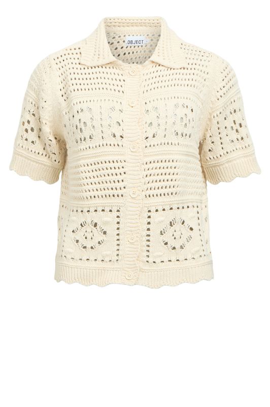 Object Bindi hæklet cardigan i creme I Dresslab