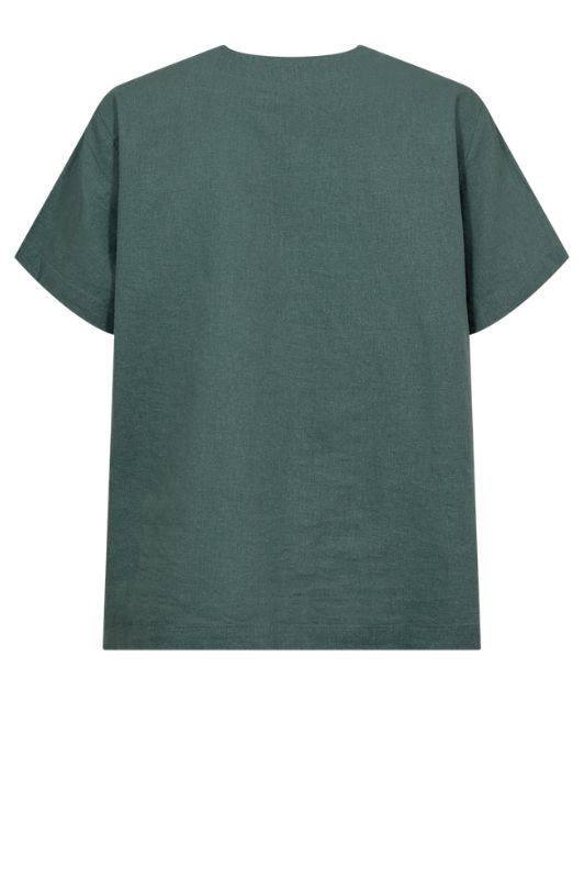 Freequent Lava shirt | Kortærmet hørskjorte i forest I Dresslab