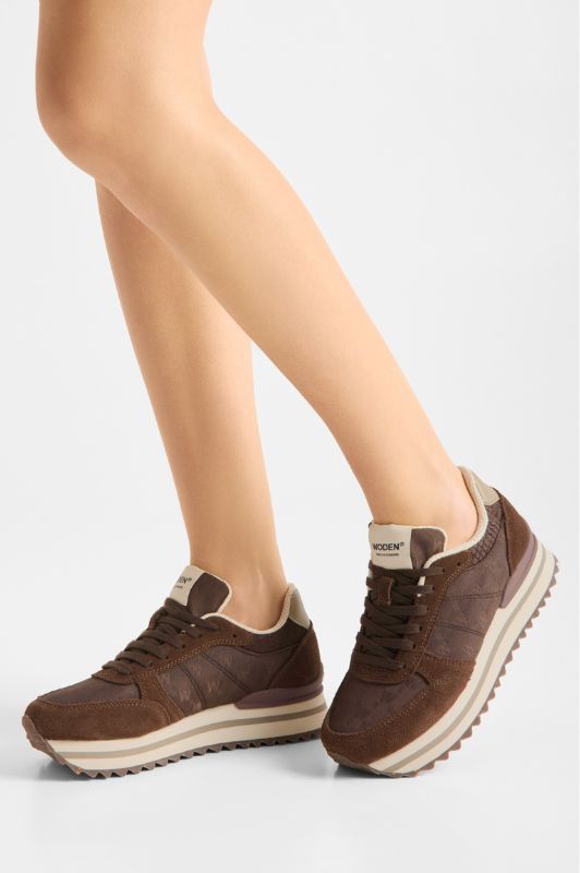 Woden Ronja plateau heritage sneakers | Chocolate
