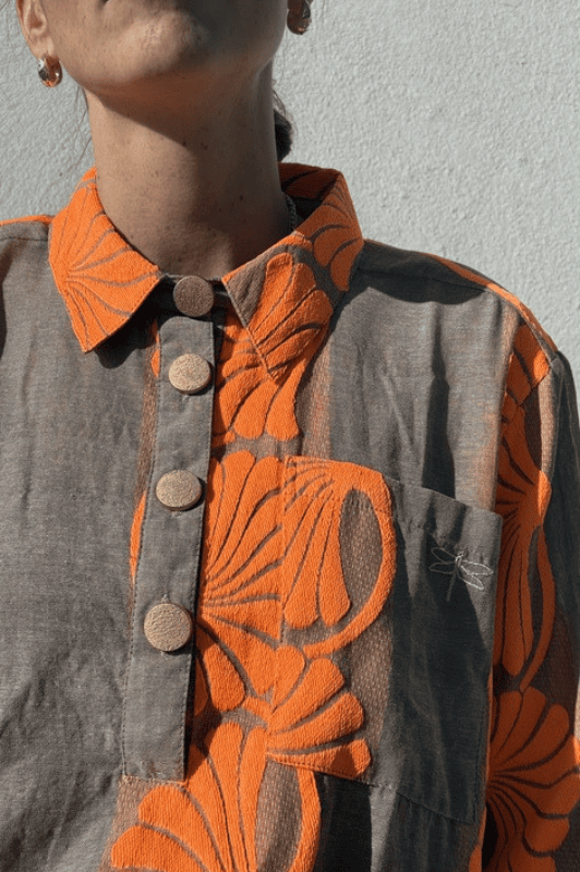 Gaspar Porto jaquard I Cool bluse i sand orange I Dresslab