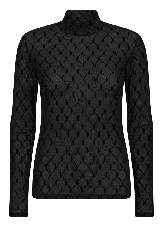 Hype the Detail logo meshbluse i sort med turtleneck