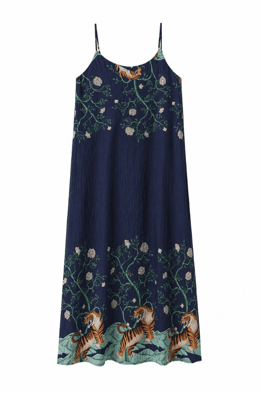 Luxzuz Vendela dress | Stropkjole med print i navy I Dresslab