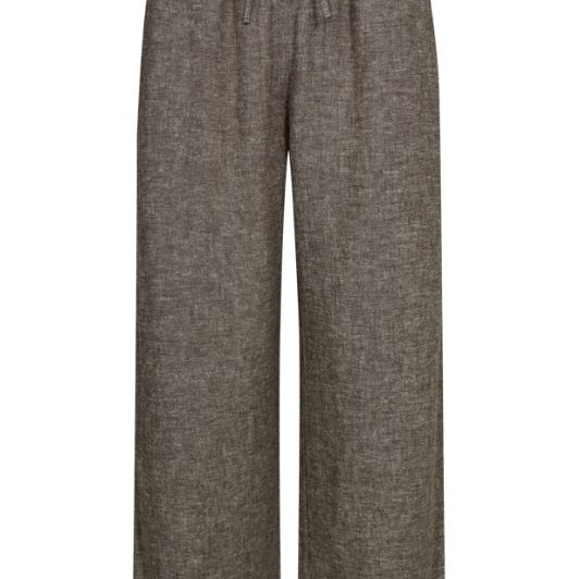 Freequent Lava ankle pant | Morel melange ankelbukser i hør I Dresslab