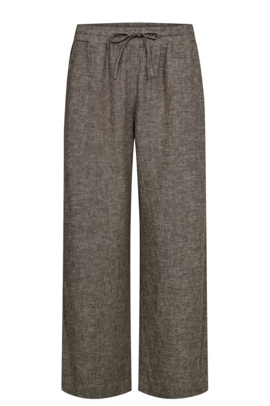 Freequent Lava ankle pant | Morel melange ankelbukser i hør I Dresslab