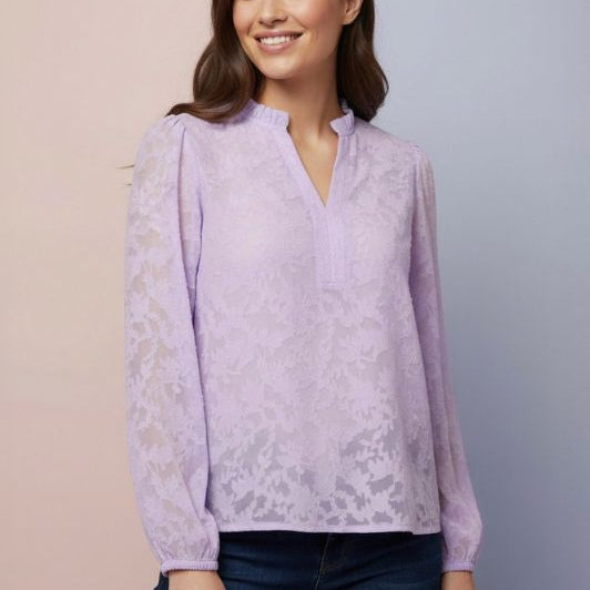 Ofelia Ida bluse I Fin burnout top i lyslilla I Dresslab