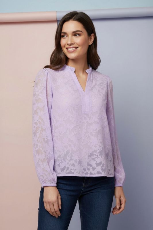 Ofelia Ida bluse I Fin burnout top i lyslilla I Dresslab