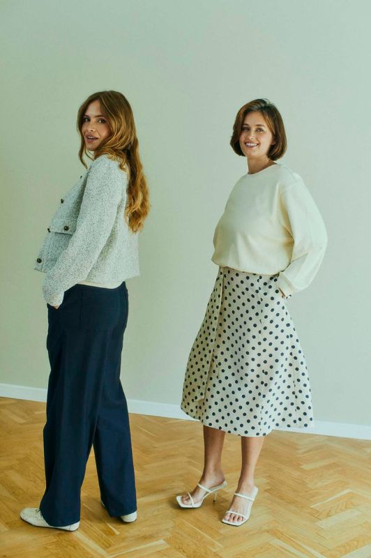 Freequent Alma skirt | Prikket nederdel i creme marine