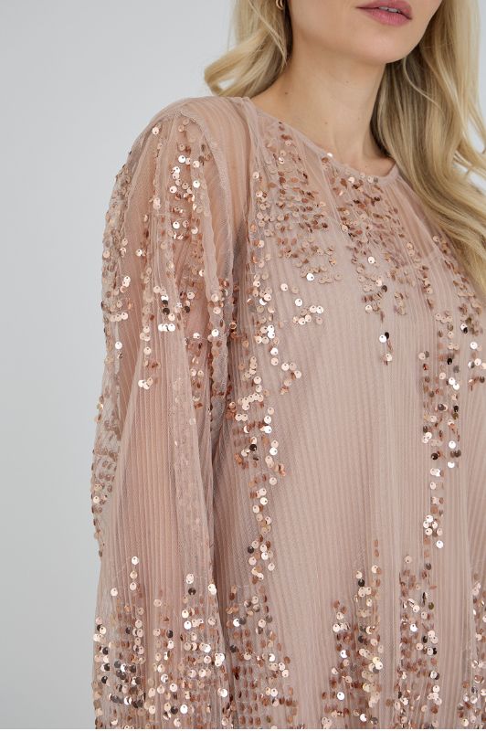 A-View Ying dress I Tylkjole i lys sand med pallietter