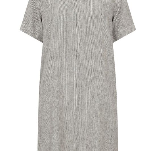 Freequent Lava dress | Stribet hørkjole i brun I Dresslab