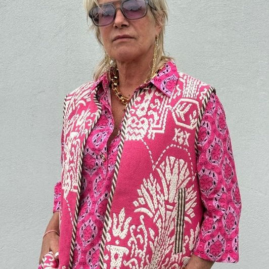 Gaspar Marli vest I Cool vest i jaquardmønster i pink I Dresslab