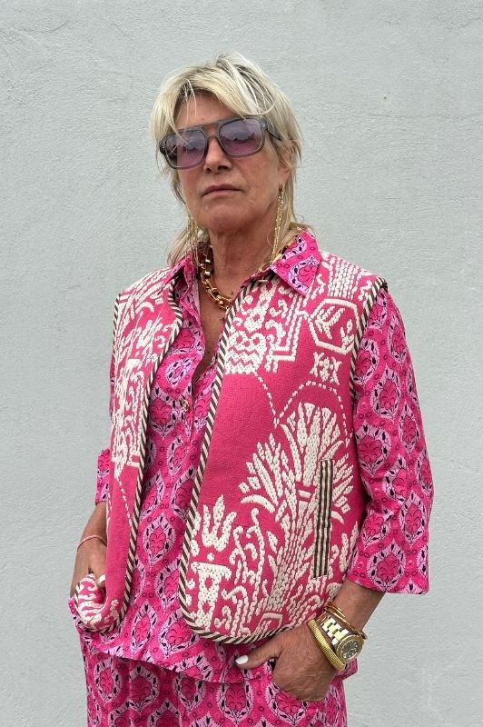 Gaspar Marli vest I Cool vest i jaquardmønster i pink I Dresslab