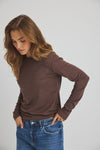 Luxzuz Segberg stribet t-shirt I Brun strib