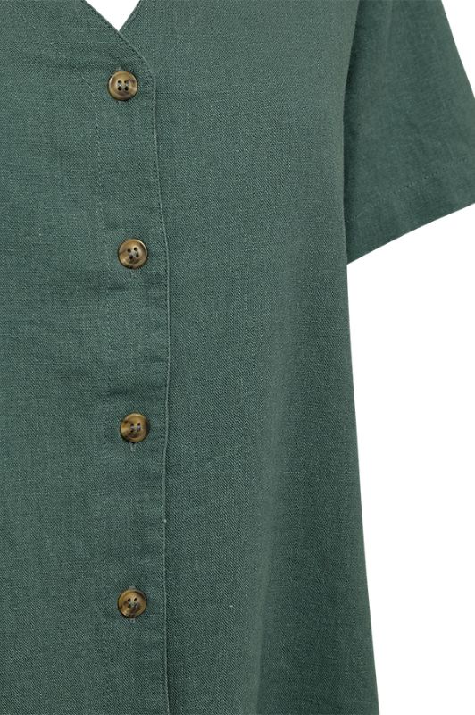 Freequent Lava shirt | Kortærmet hørskjorte i forest I Dresslab