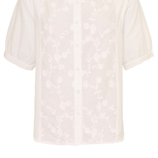 Ofelia Majse skjorte med påsatte blomster i hvid I Dresslab