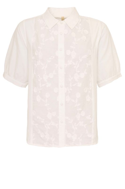 Ofelia Majse skjorte med påsatte blomster i hvid I Dresslab