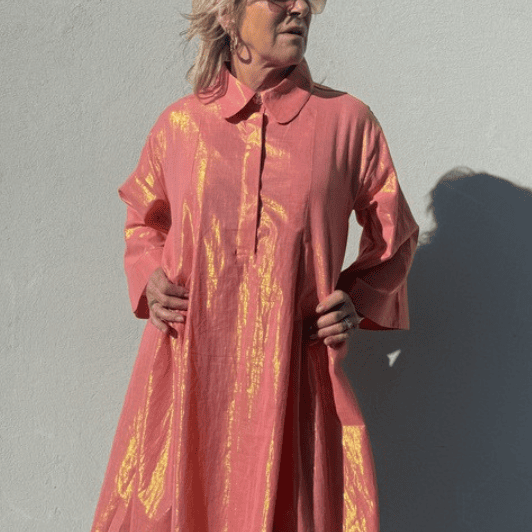 Gaspar Bombay dress | Festkjole i pink guldlook I Dresslab