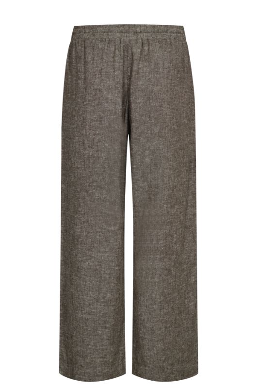 Freequent Lava ankle pant | Morel melange ankelbukser i hør I Dresslab