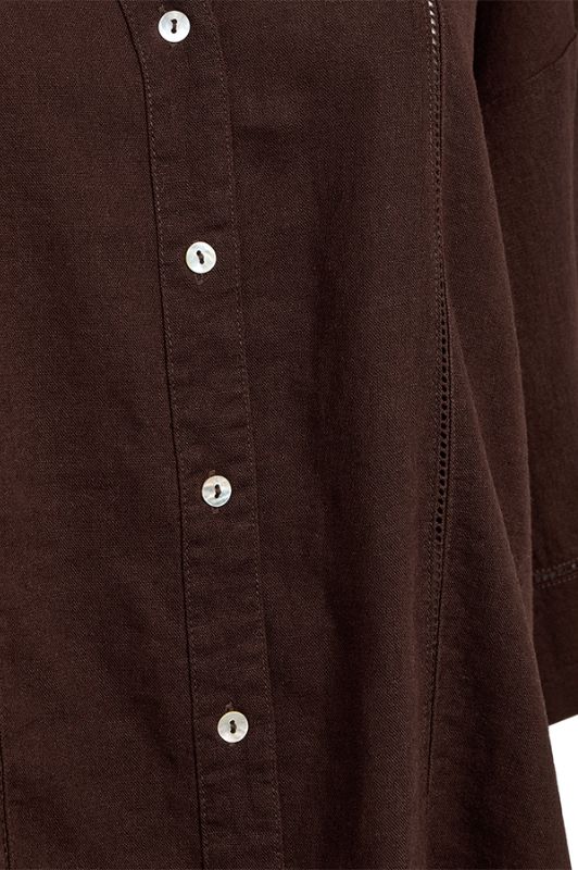 Freequent Laluna shirt | Hørskjorte med v-hals i brun I Dresslab