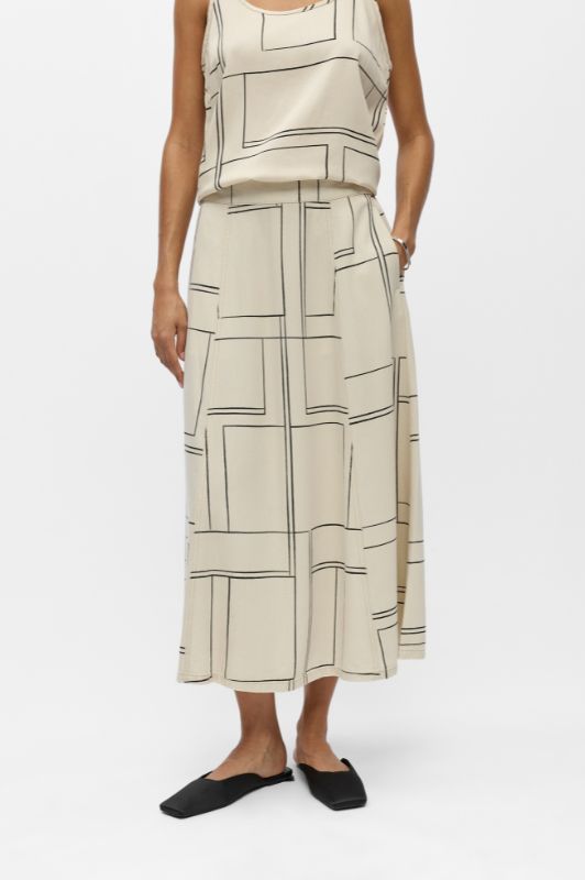 Object Frame skirt I Creme denim nederdel med print I Dresslab