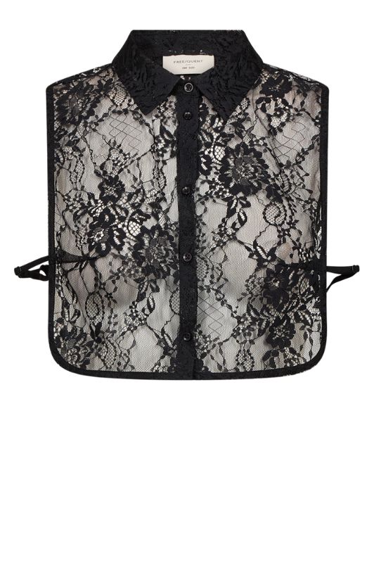 Freequent Lacy collar I Skjortekrave i sort blonde
