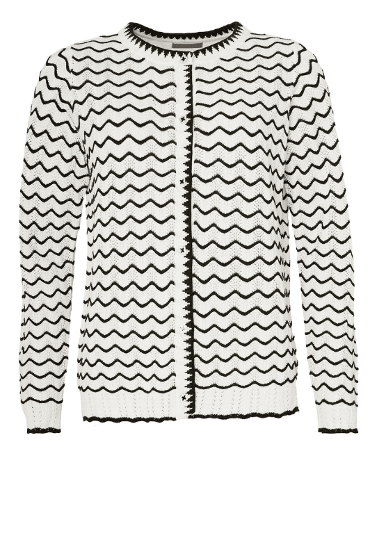 Ofelia Ritta cardigan | Blød stribet cardigan i råhvid