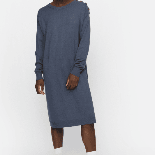 Soft Rebels Epira Dress | Strikkjole med knapper på skulderen I Støvet blå