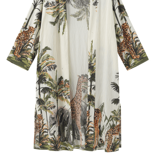 Luxzuz Vindie cardigan I Viskose med creme jungleprint
