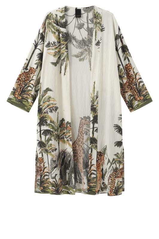 Luxzuz Vindie cardigan I Viskose med creme jungleprint