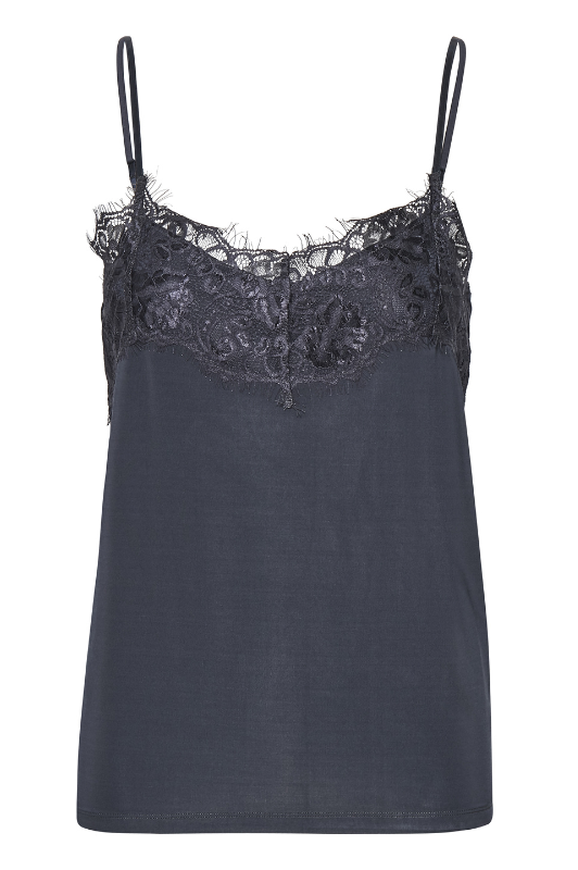 Soaked in Luxury Clara singlet | Navy | Forførende top m/blondekant