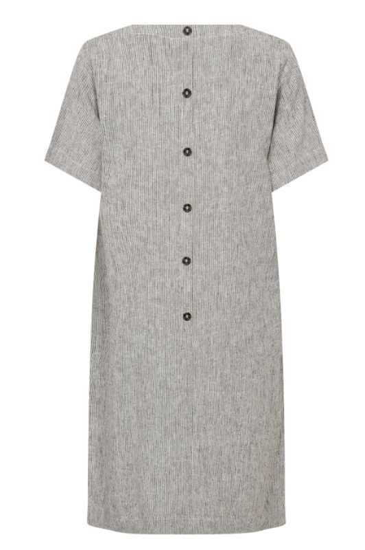 Freequent Lava dress | Stribet hørkjole i brun I Dresslab