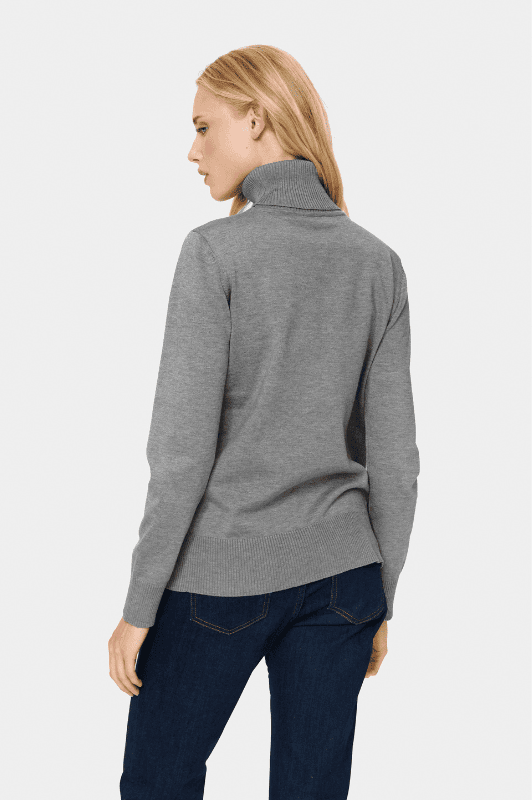 Saint Tropez Mila strik | Strikket rullekrave pullover i gråmelange