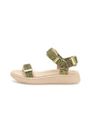 Woden Line sandal | Damesandal i glitter grøn look I Natural Soft sål