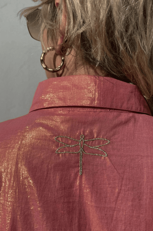 Gaspar Bombay dress | Festkjole i pink guldlook I Dresslab