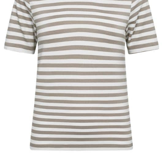 Freequent Liana t-shirt I Strib sand hvid
