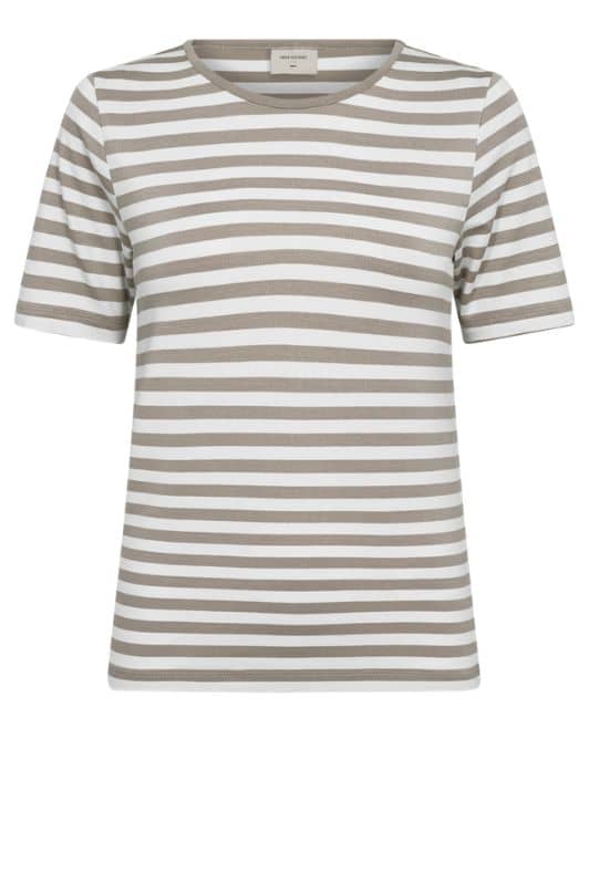Freequent Liana t-shirt I Strib sand hvid