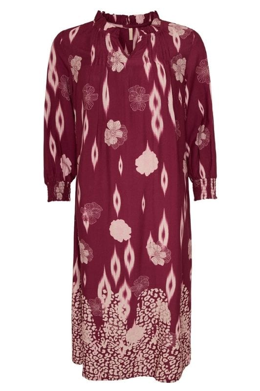 Ofelia Laura dress | Smuk kjole i bordeaux borderprint